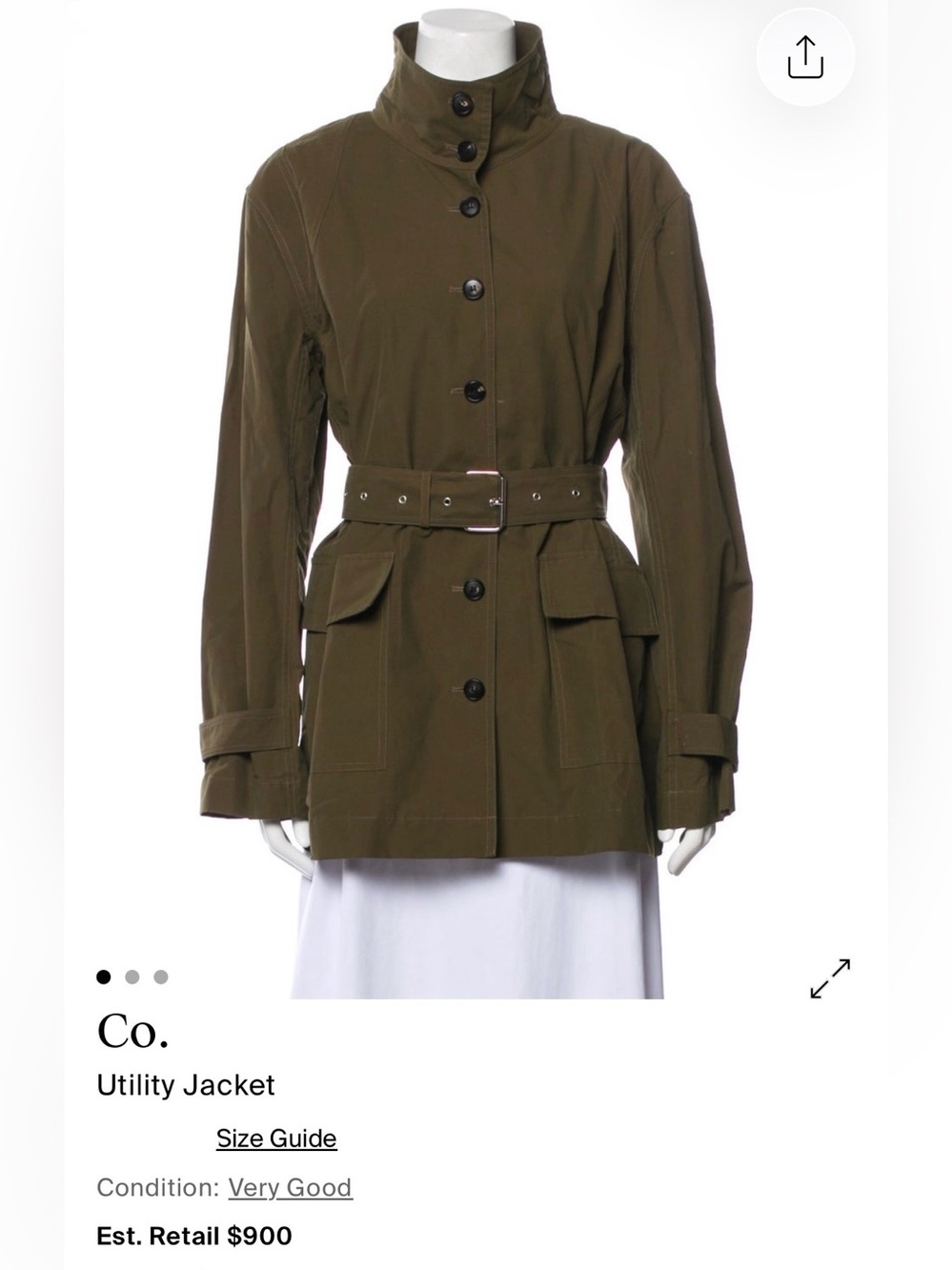 CO Olive Belted Utility Trench Jacket